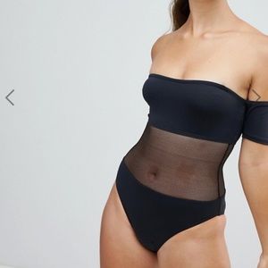ASOS twiin black mesh cut out swimsuit